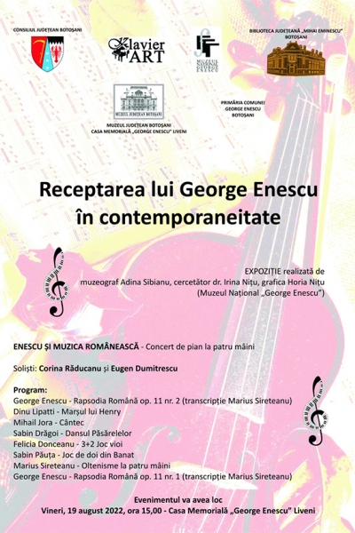 ”Enescu și muzica românească” – Concert de pian la patru mâini: Corina Răducanu și Eugen Dumitrescu